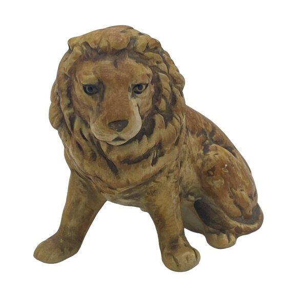 Unique Vintage Other - Vintage Mid-Century Lion Porcelain Figurine Realistic Matte Glaze Hand Painted ?